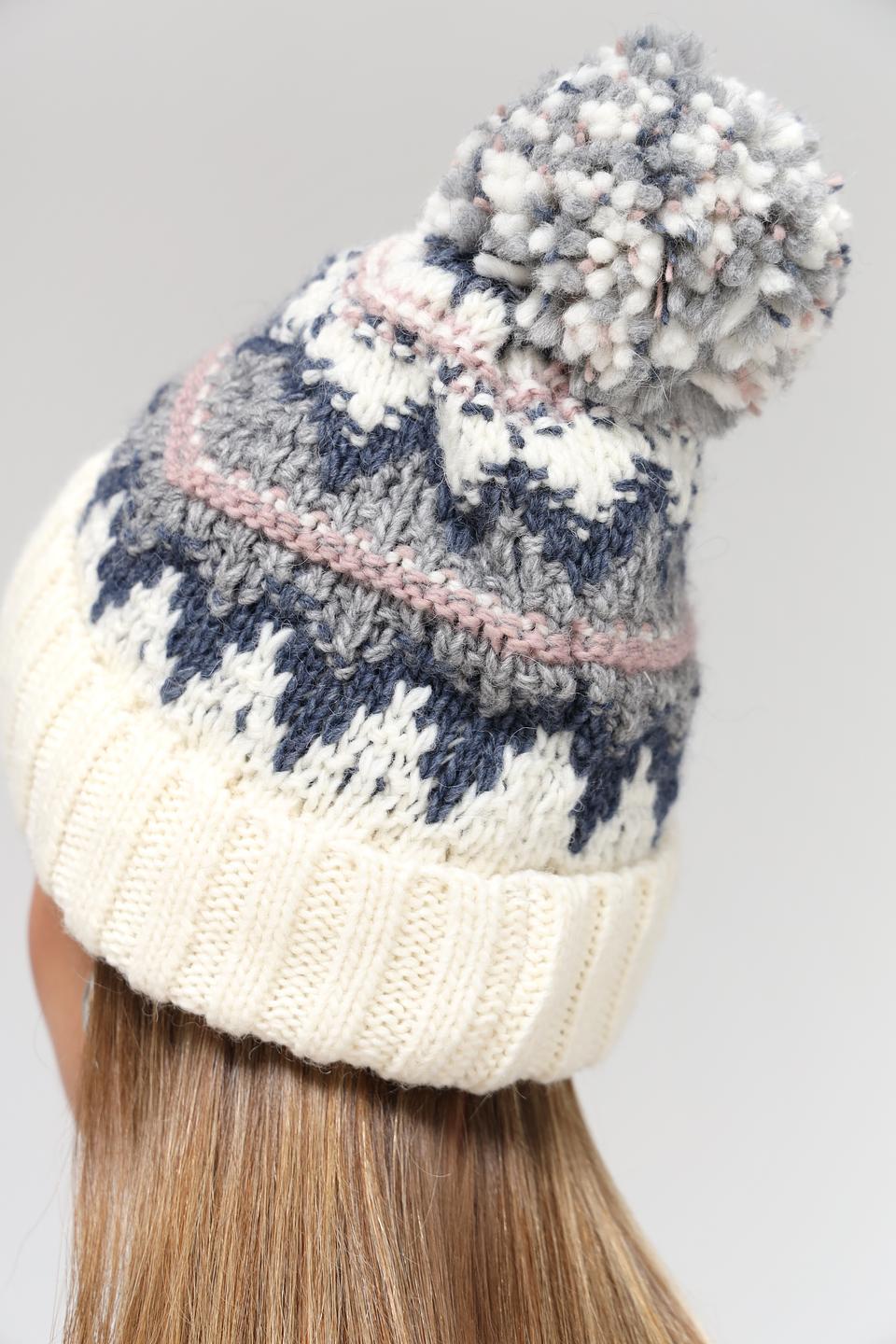 Шапка Marhatter с помпоном белая