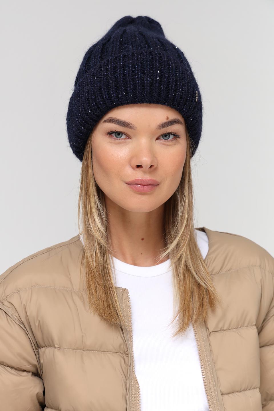 Шапка Marhatter вязаная тёмно-синяя