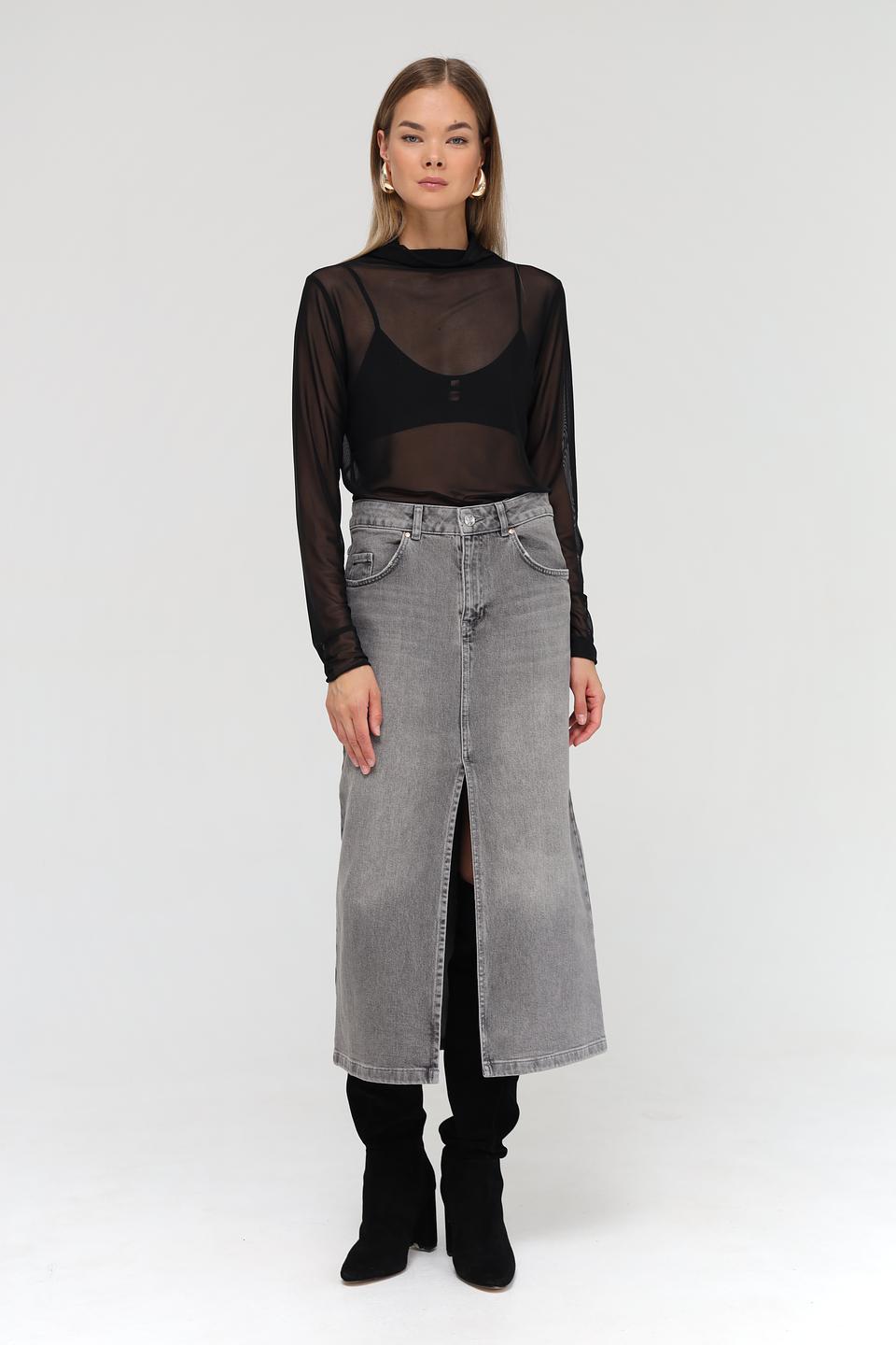 Юбка Oui деним серая