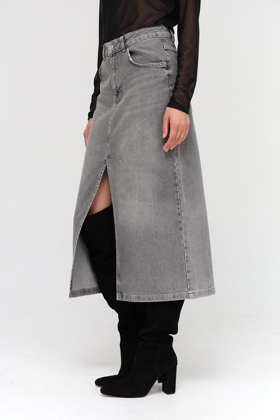 Юбка Oui деним серая