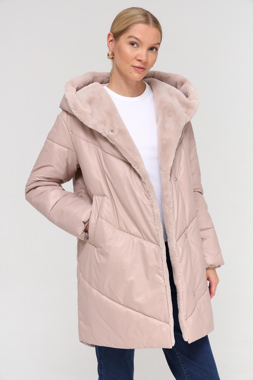 Пальто Electra style стеганое пудровое