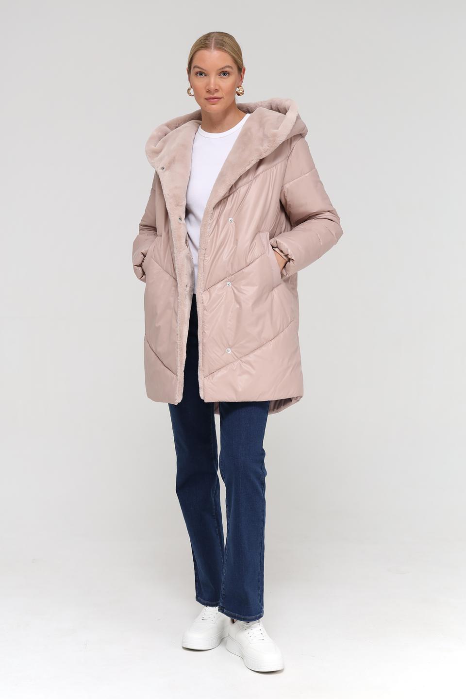 Пальто Electra style стеганое пудровое