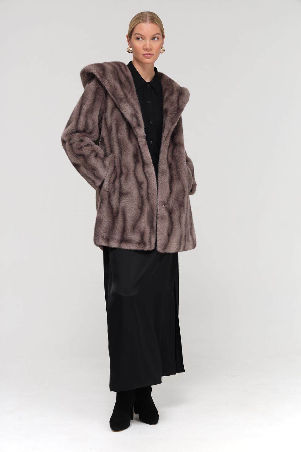 Шуба Electra style с капюшоном серая
