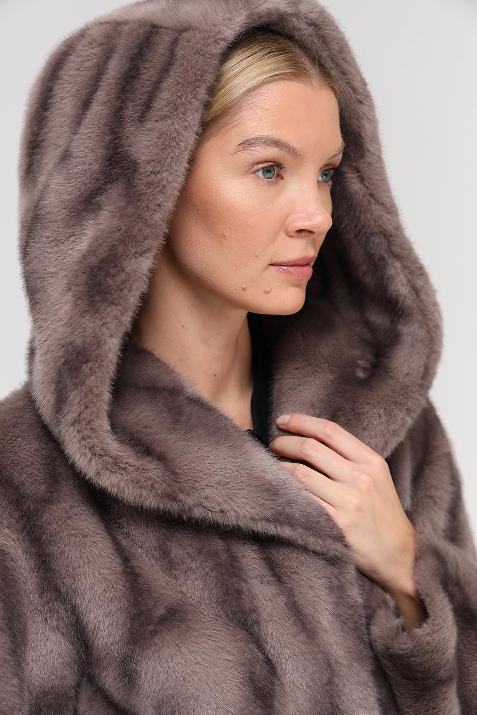 Шуба Electra style с капюшоном серая