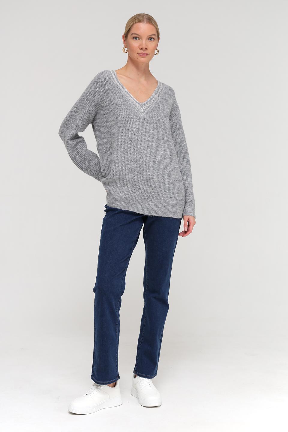 Пуловер Marc Aurel V-образный вырез серый