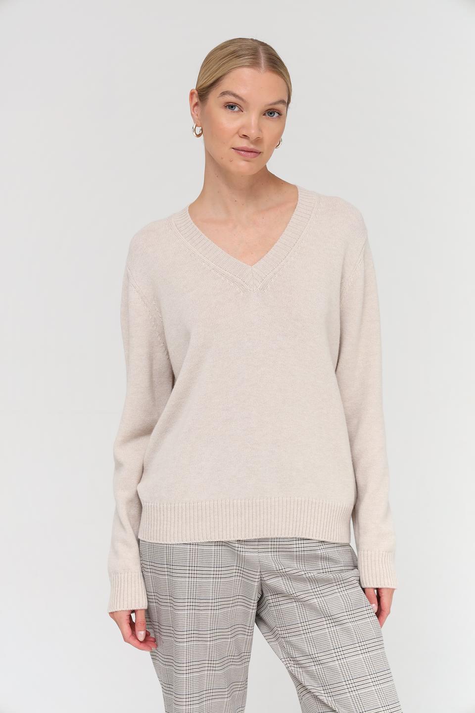 Пуловер Maerz V-образный бежевый