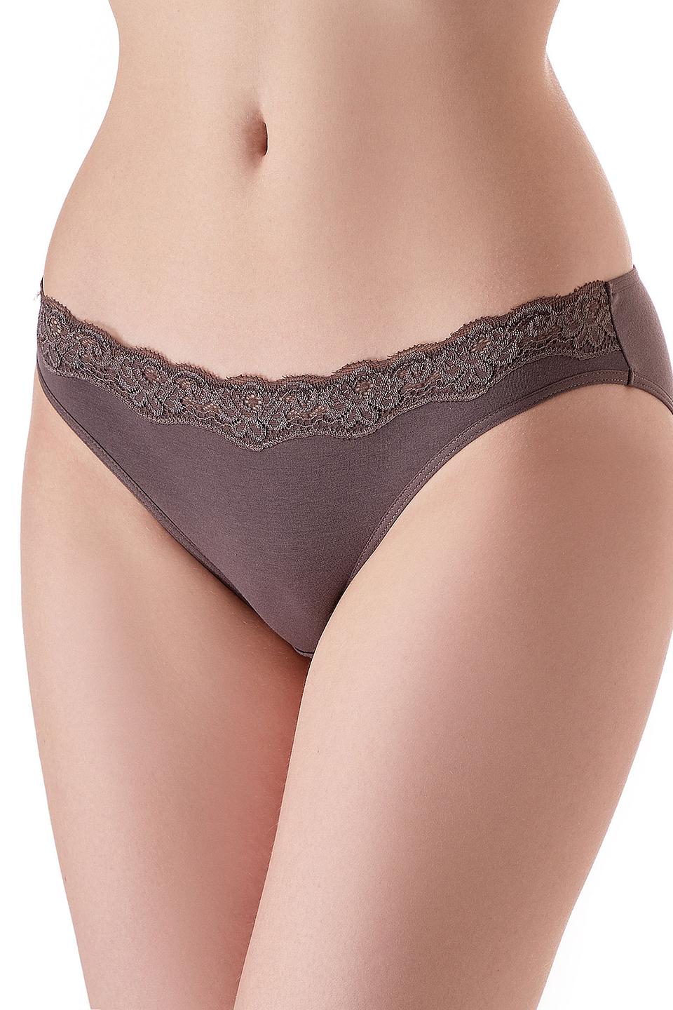 Трусы Lowry с кружевом коричневые