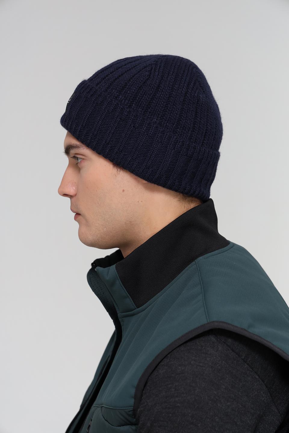 Шапка ADL man вязаная тёмно-синяя
