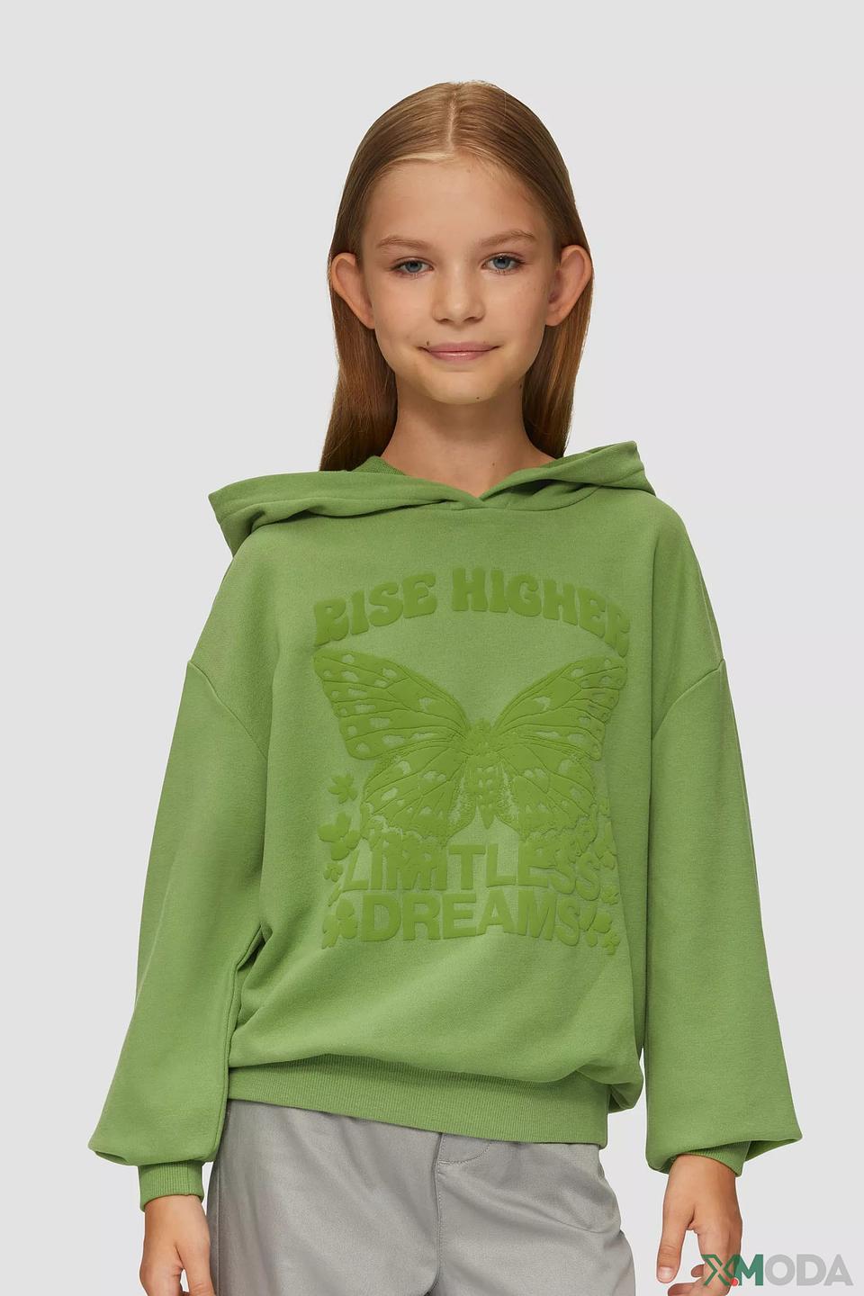 Толстовка s.Oliver дев. с бабочкой зелёная