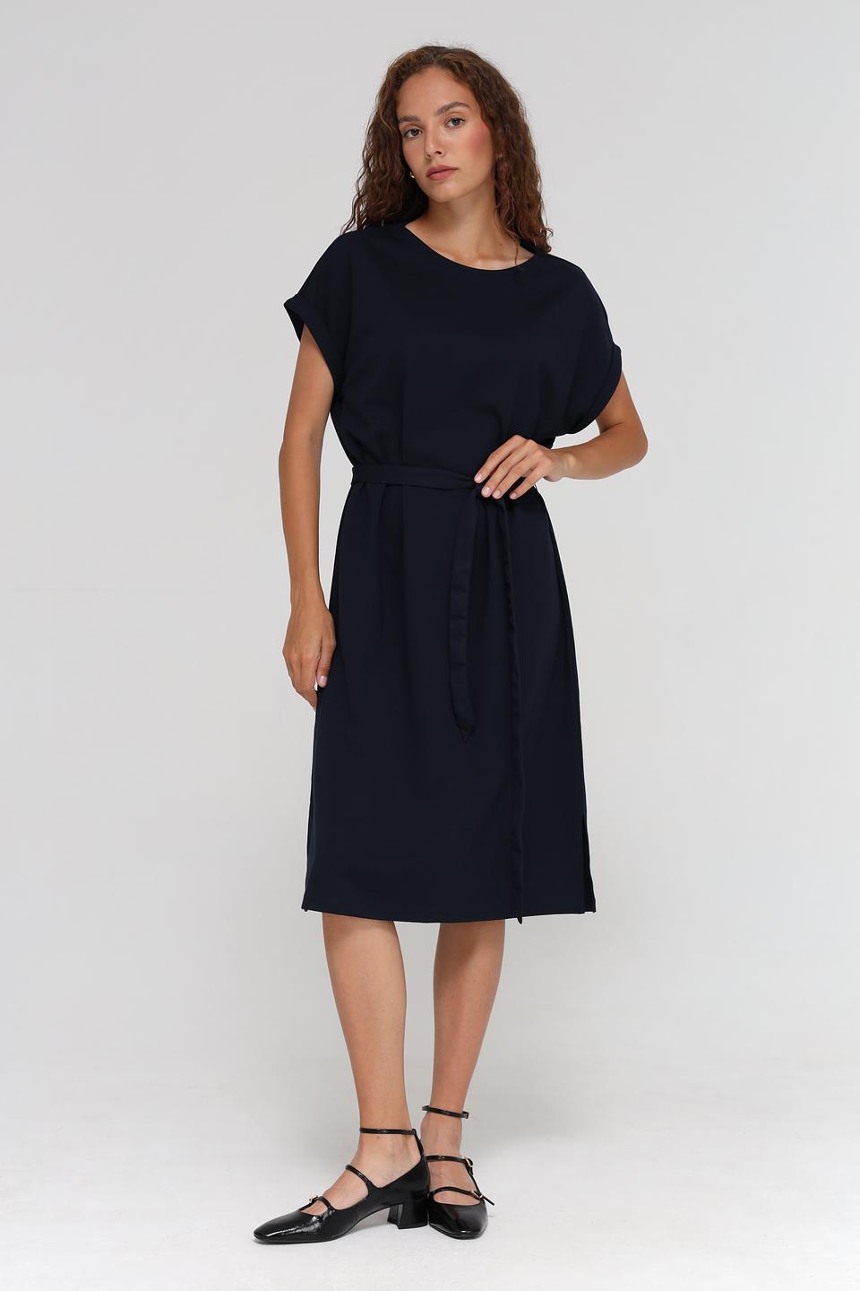 Платье Tom Tailor с поясом тёмно-синее