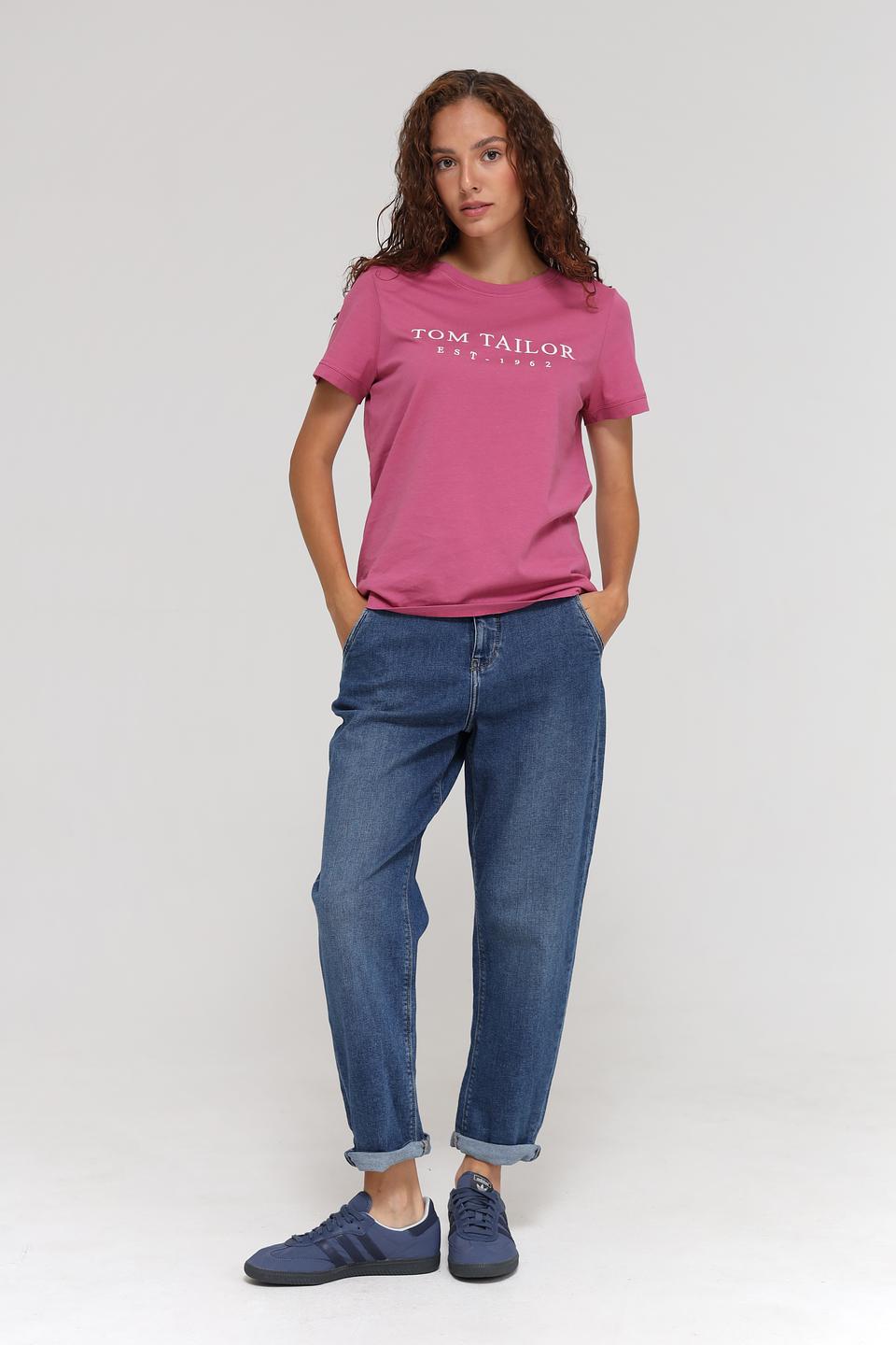 Футболка Tom Tailor малиновая с логотипом