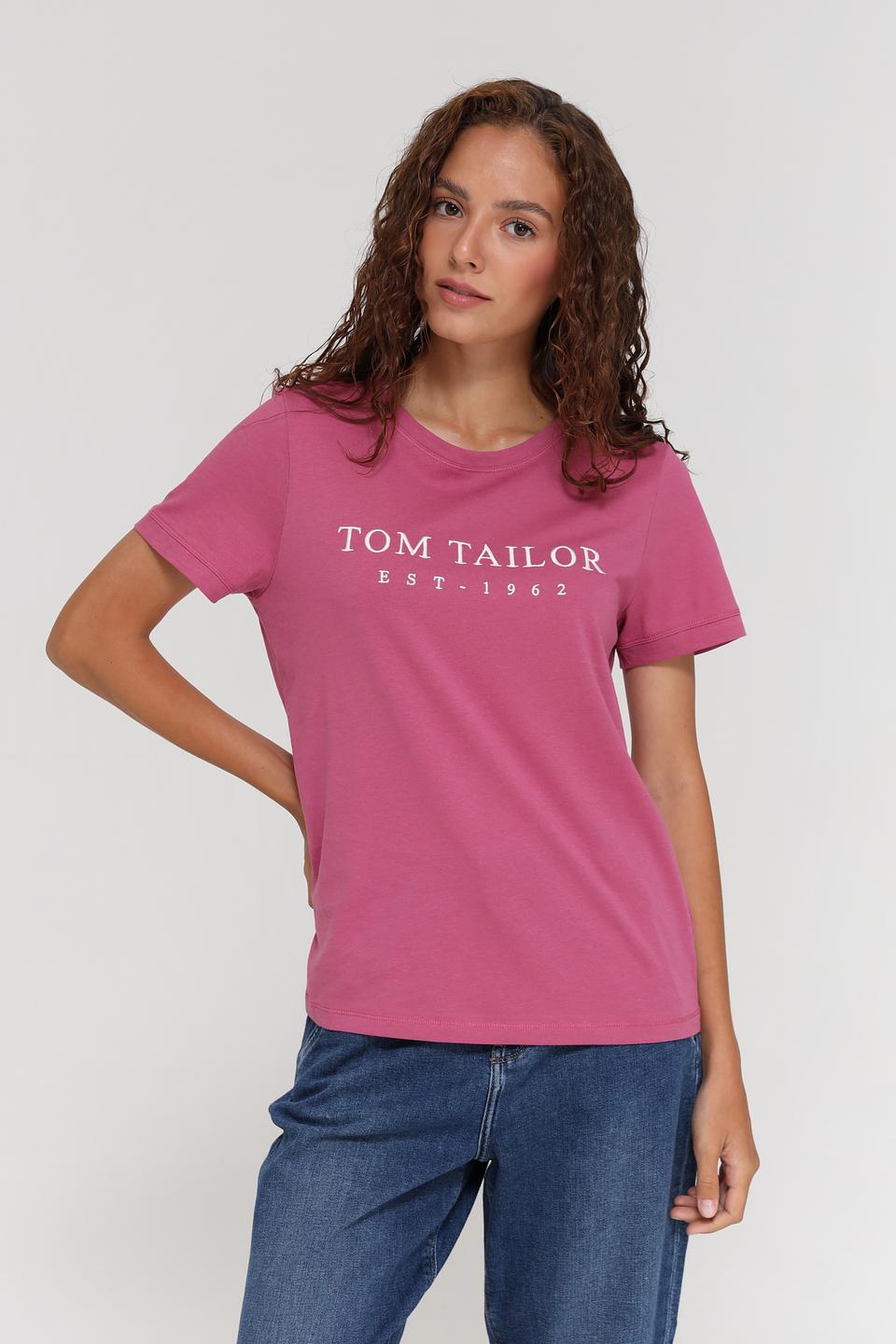 Футболка Tom Tailor малиновая с логотипом