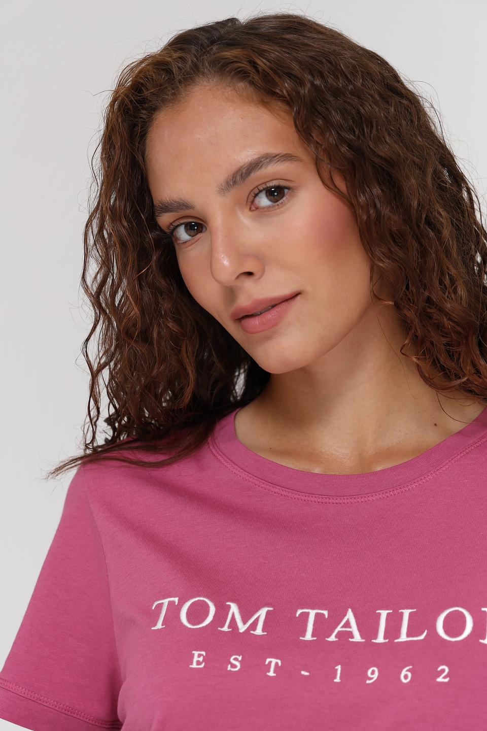 Футболка Tom Tailor малиновая с логотипом