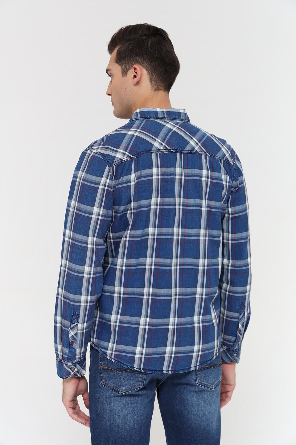 Рубашка Time Zone в клетку синяя