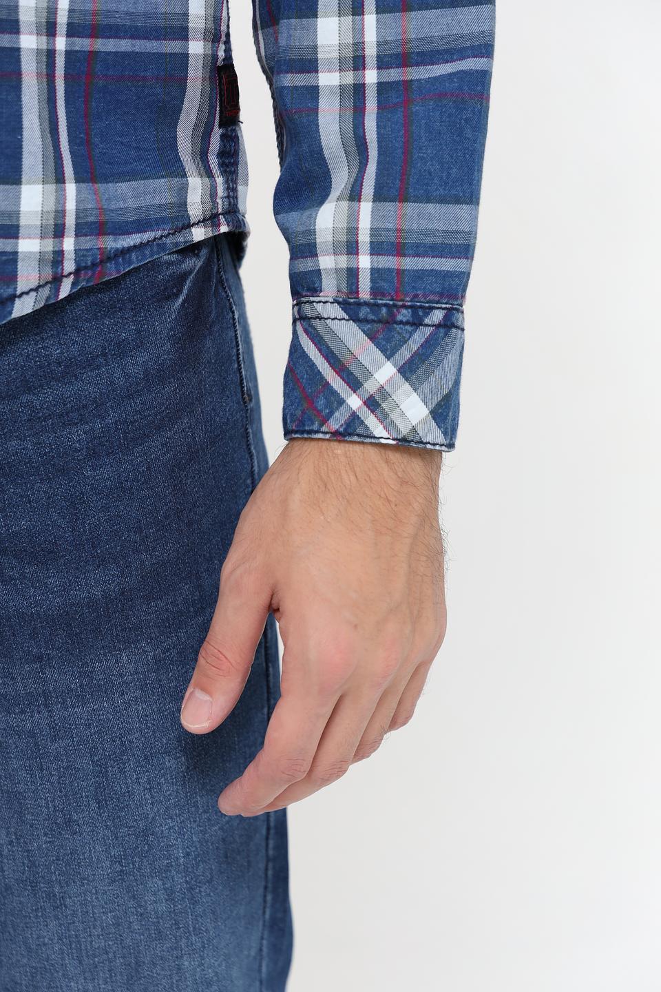 Рубашка Time Zone в клетку синяя