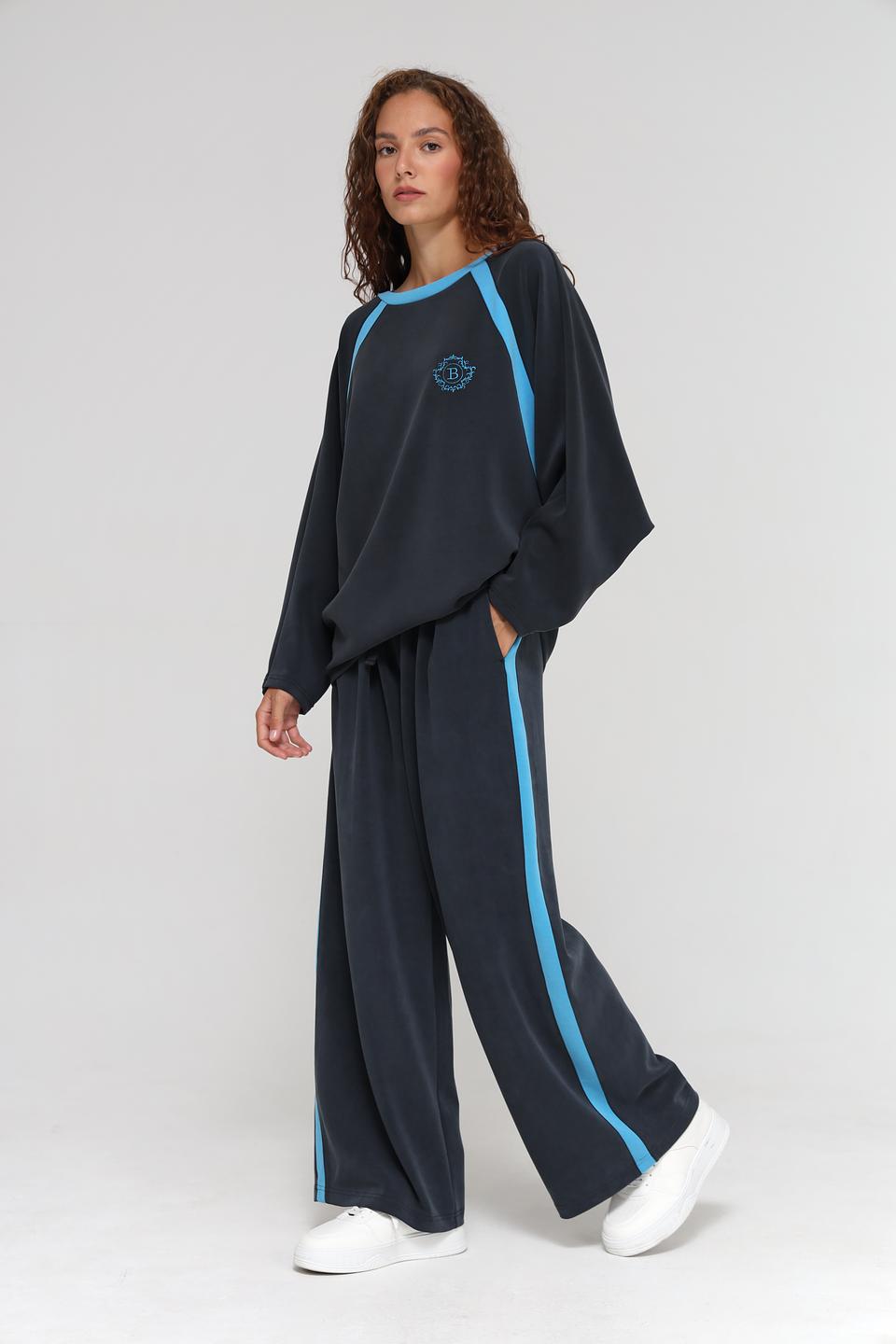 Брюки Beatris с полоской синие