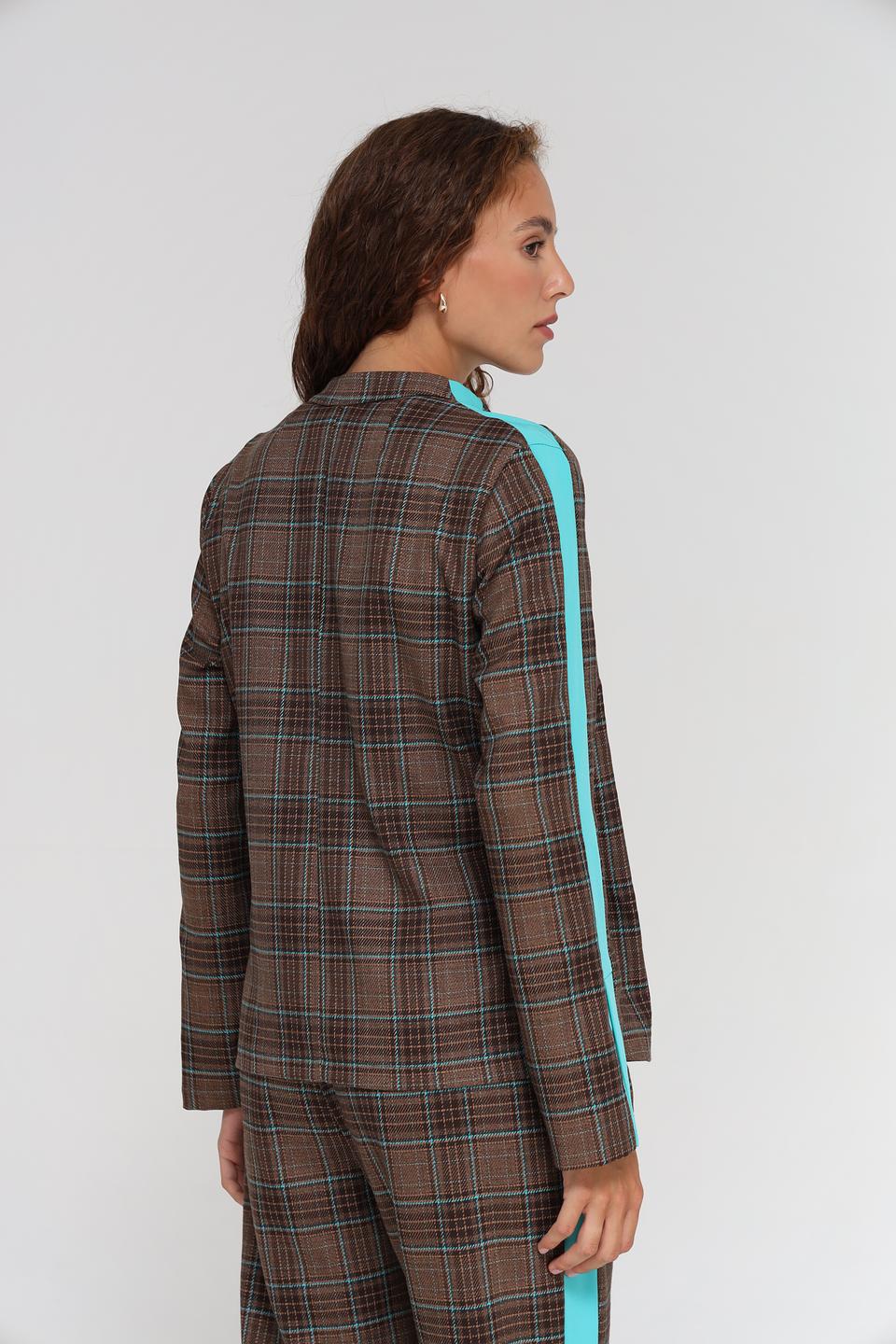 Жакет Beatris в клетку с бирюзовой отделкой