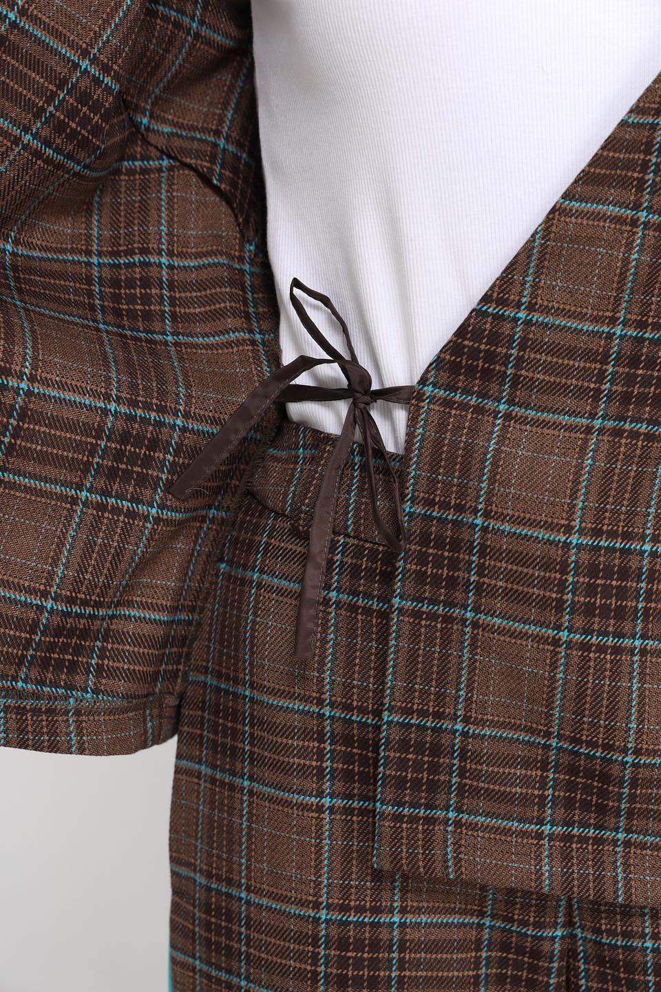 Жакет Beatris в клетку с бирюзовой отделкой