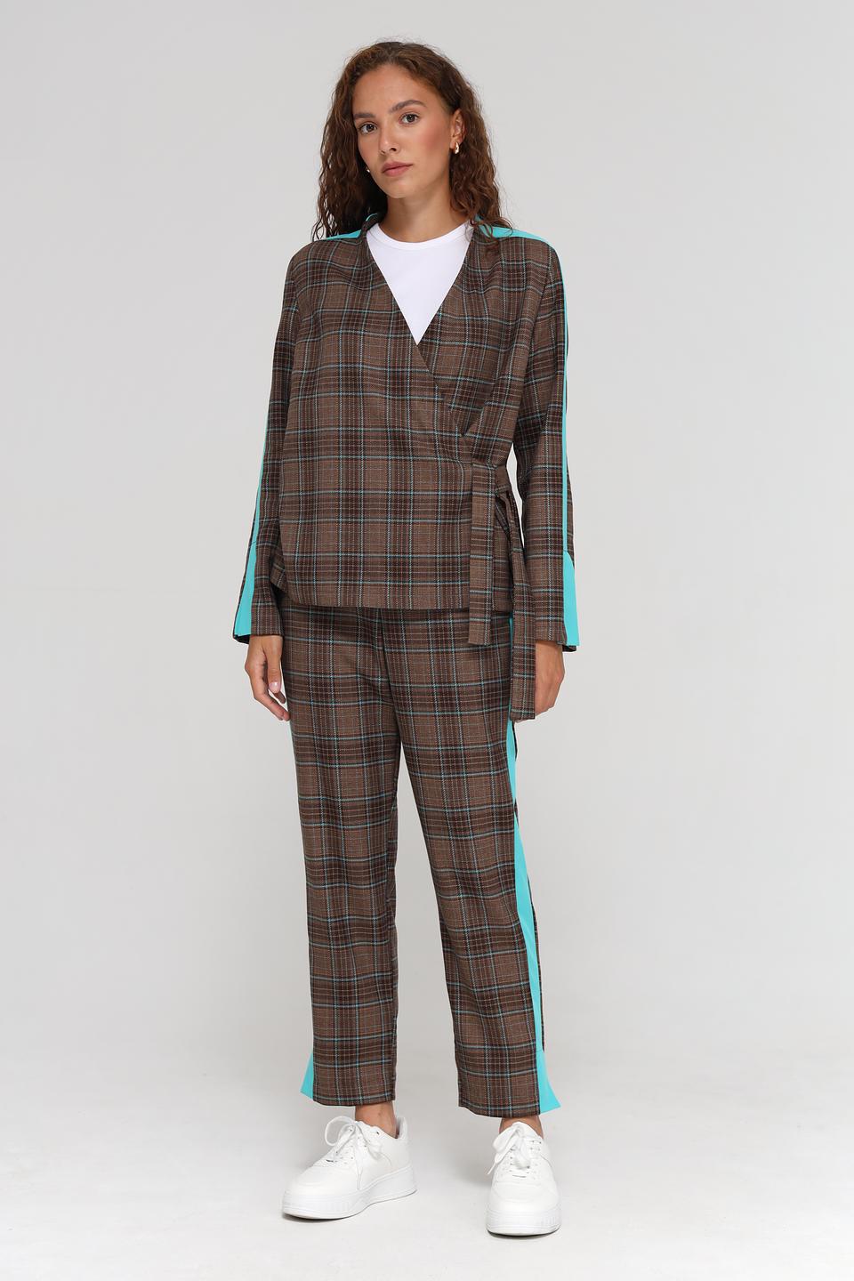 Брюки в клетку Beatris с полосой