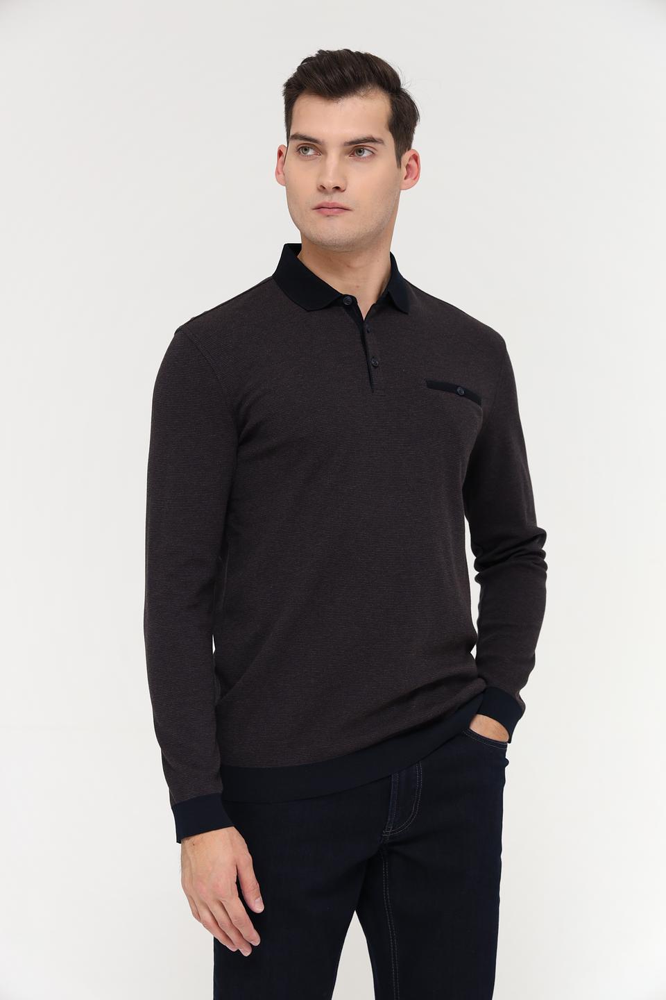 Поло Bugatti с длинным рукавом графит