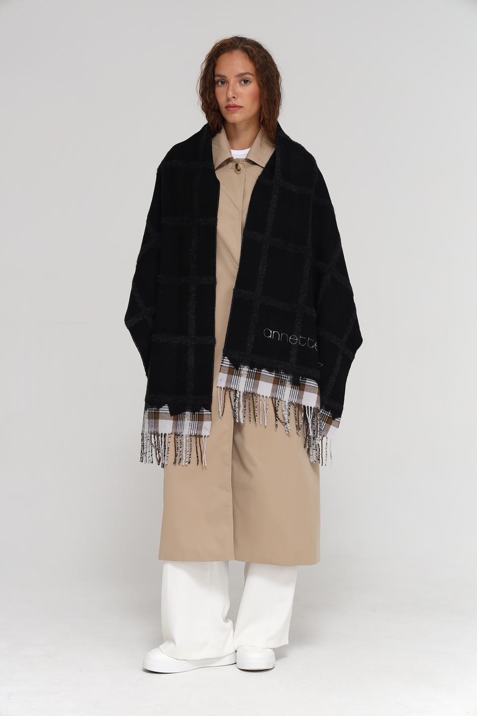 Шарф Annette Gortz в клетку чёрный