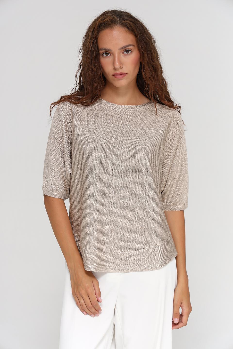 Пуловер Bianca с коротким рукавом золотистый