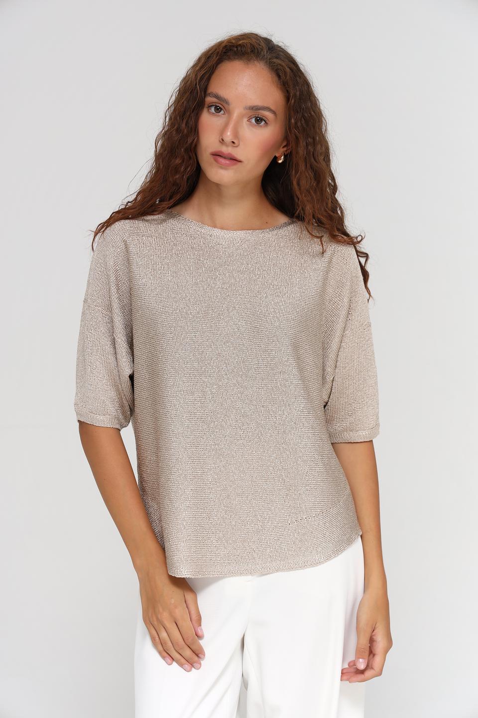 Пуловер Bianca с коротким рукавом золотистый