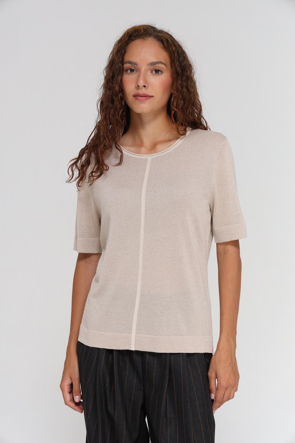 Пуловер Bianca с коротким рукавом бежевый