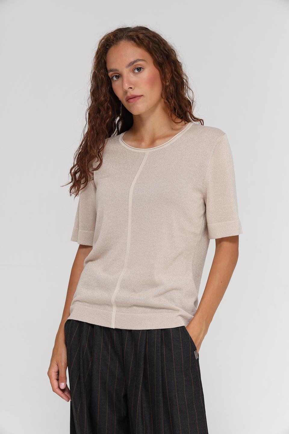 Пуловер Bianca с коротким рукавом бежевый