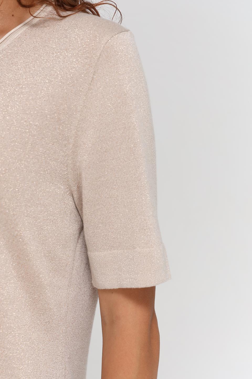 Пуловер Bianca с коротким рукавом бежевый