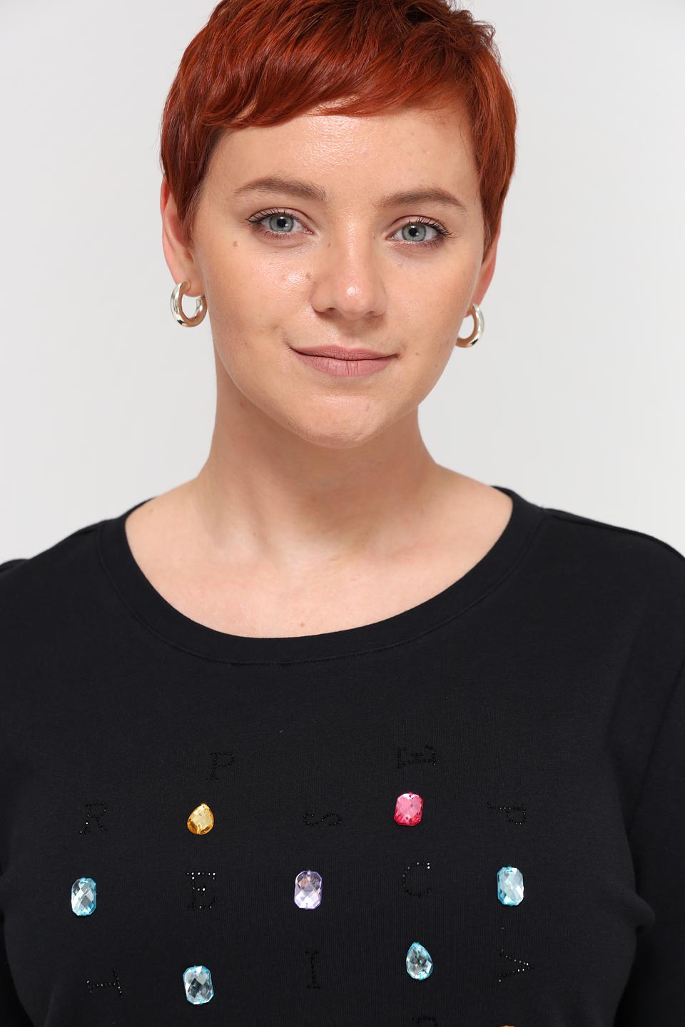 Футболка Samoon с кристаллами чёрная