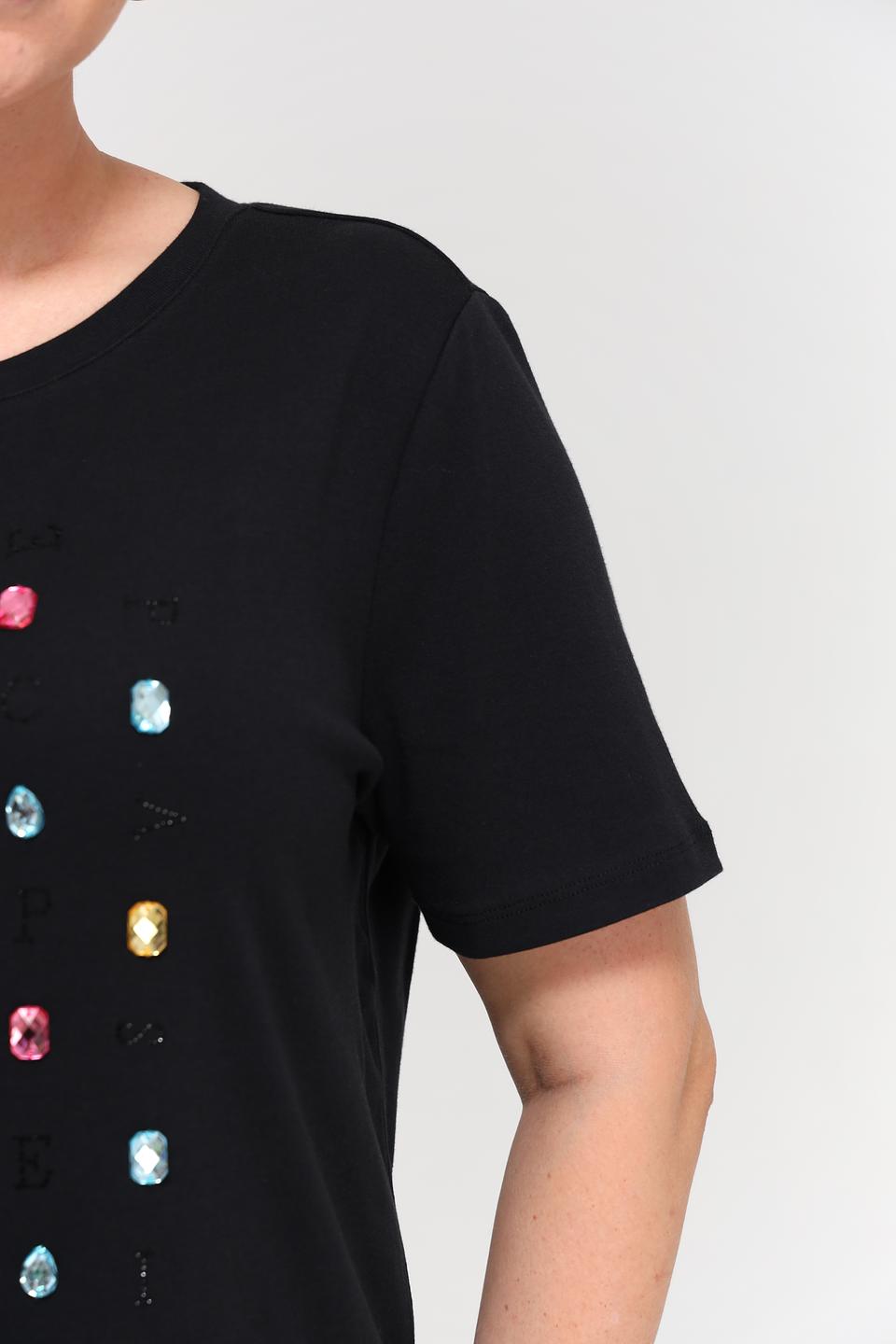 Футболка Samoon с кристаллами чёрная