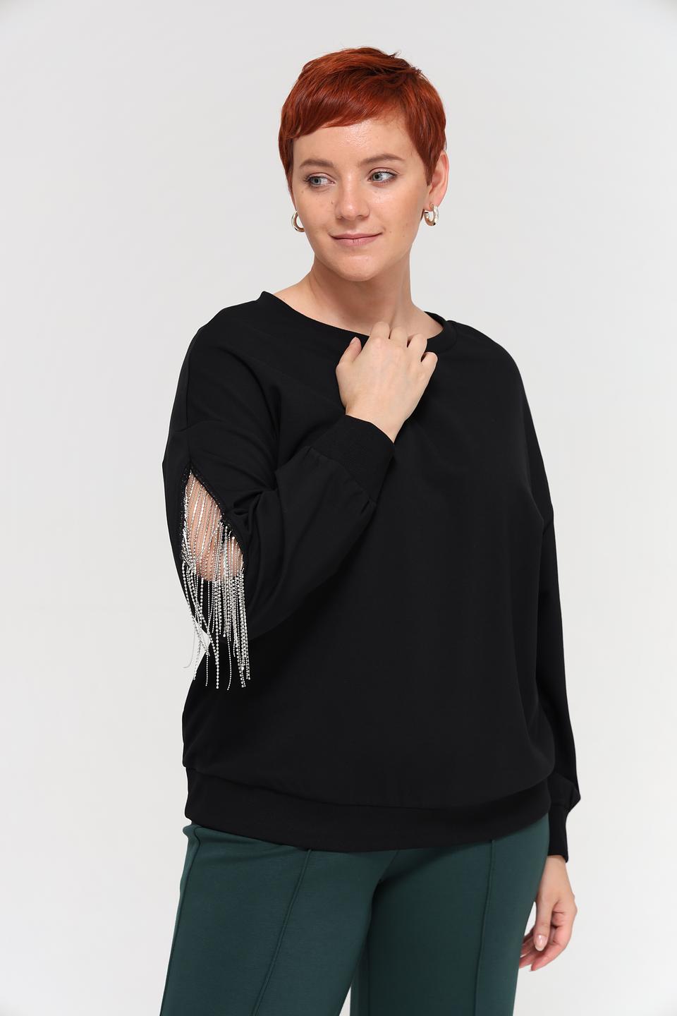 Пуловер Samoon с бахромой чёрный