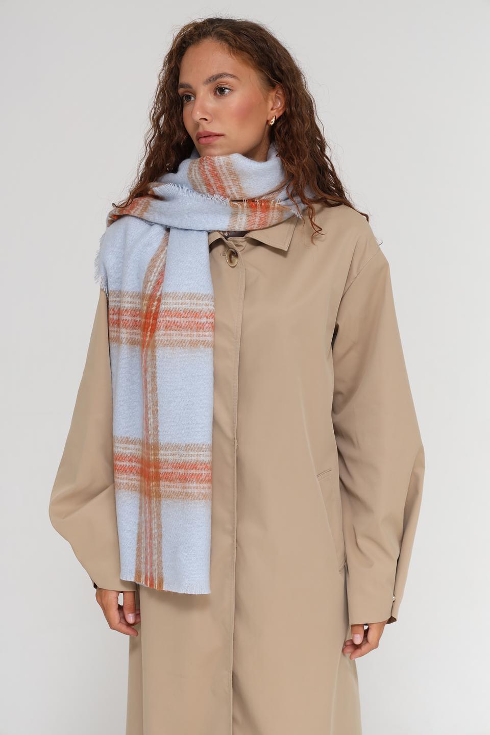 Шарф Fraas в клетку голубой