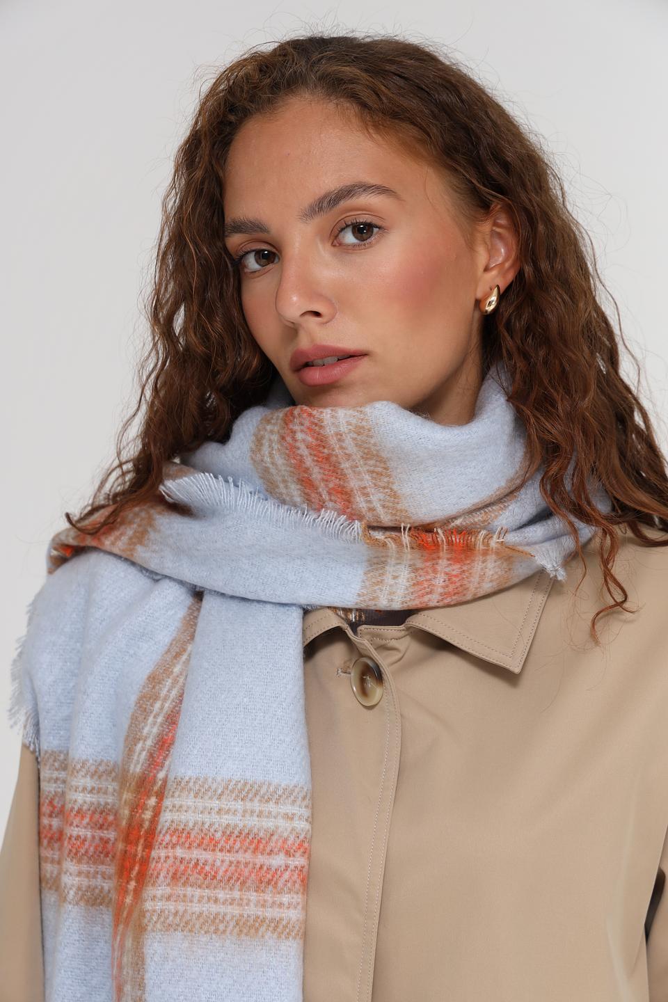 Шарф Fraas в клетку голубой