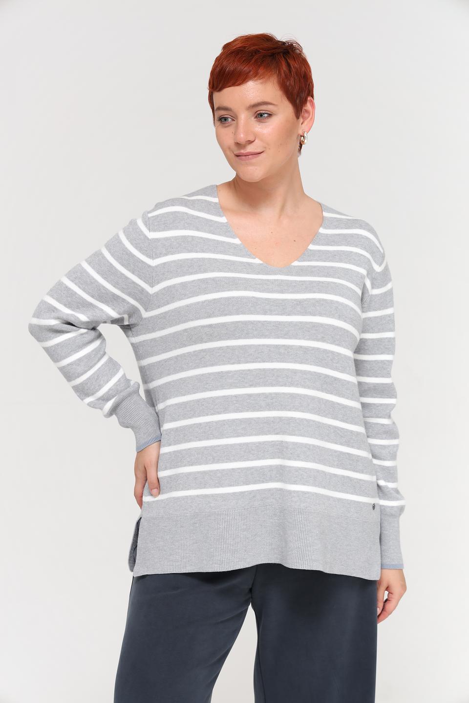Пуловер Frapp в полоску серый