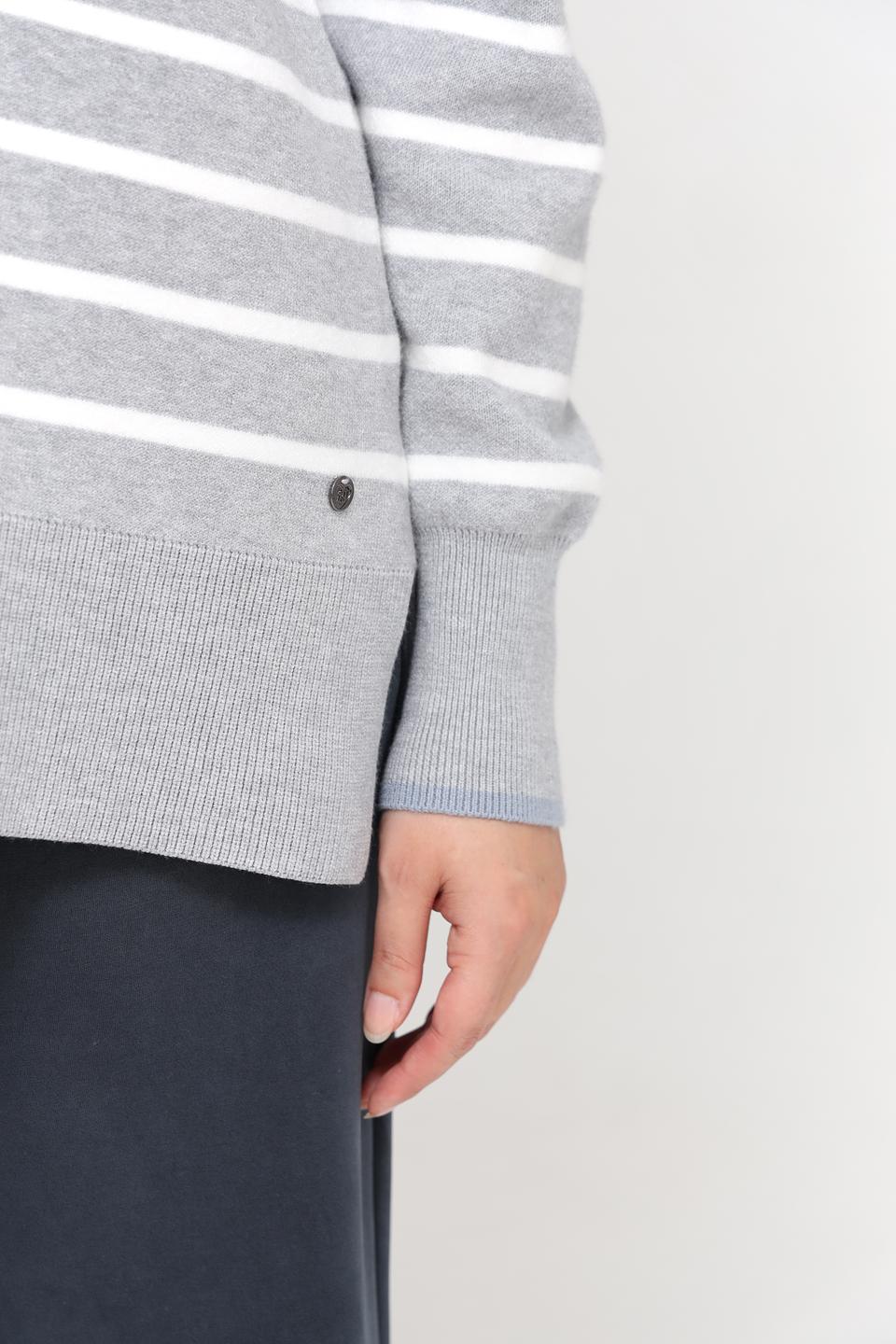 Пуловер Frapp в полоску серый