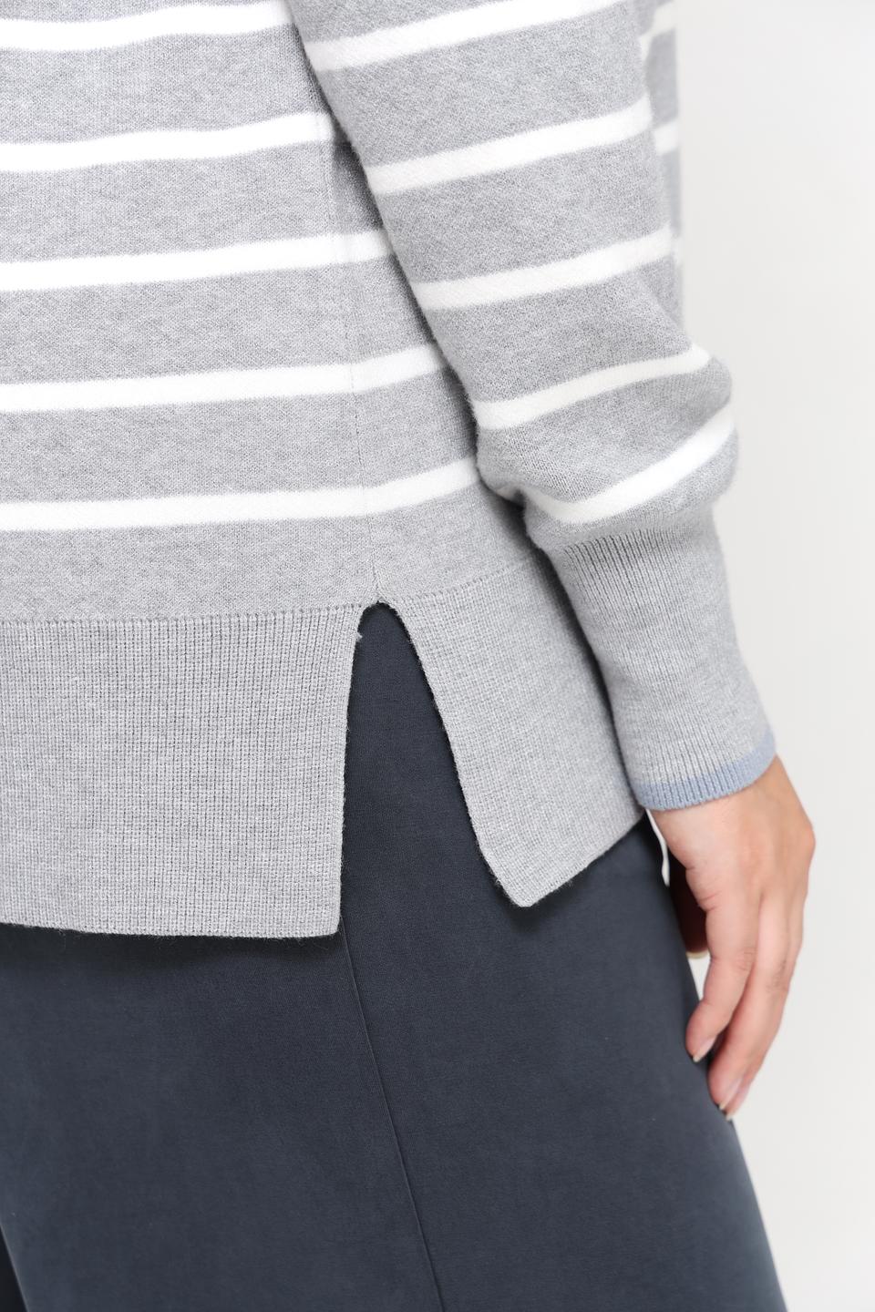Пуловер Frapp в полоску серый