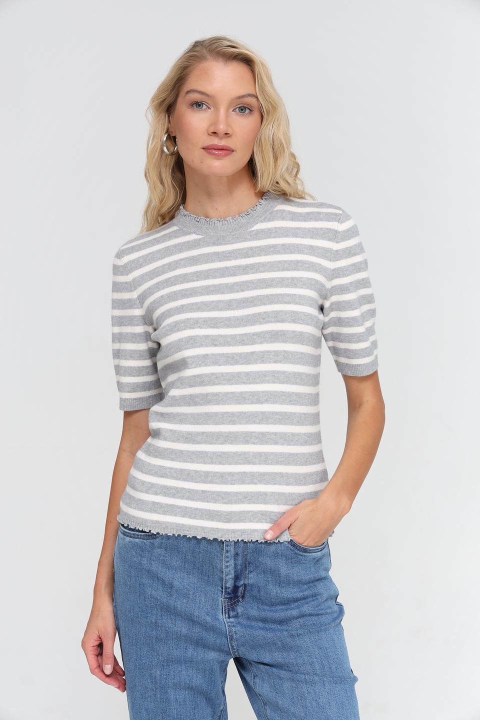 Пуловер Oui в полоску