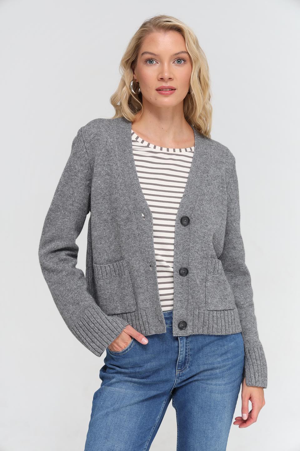 Жакет Oui вязаный серый