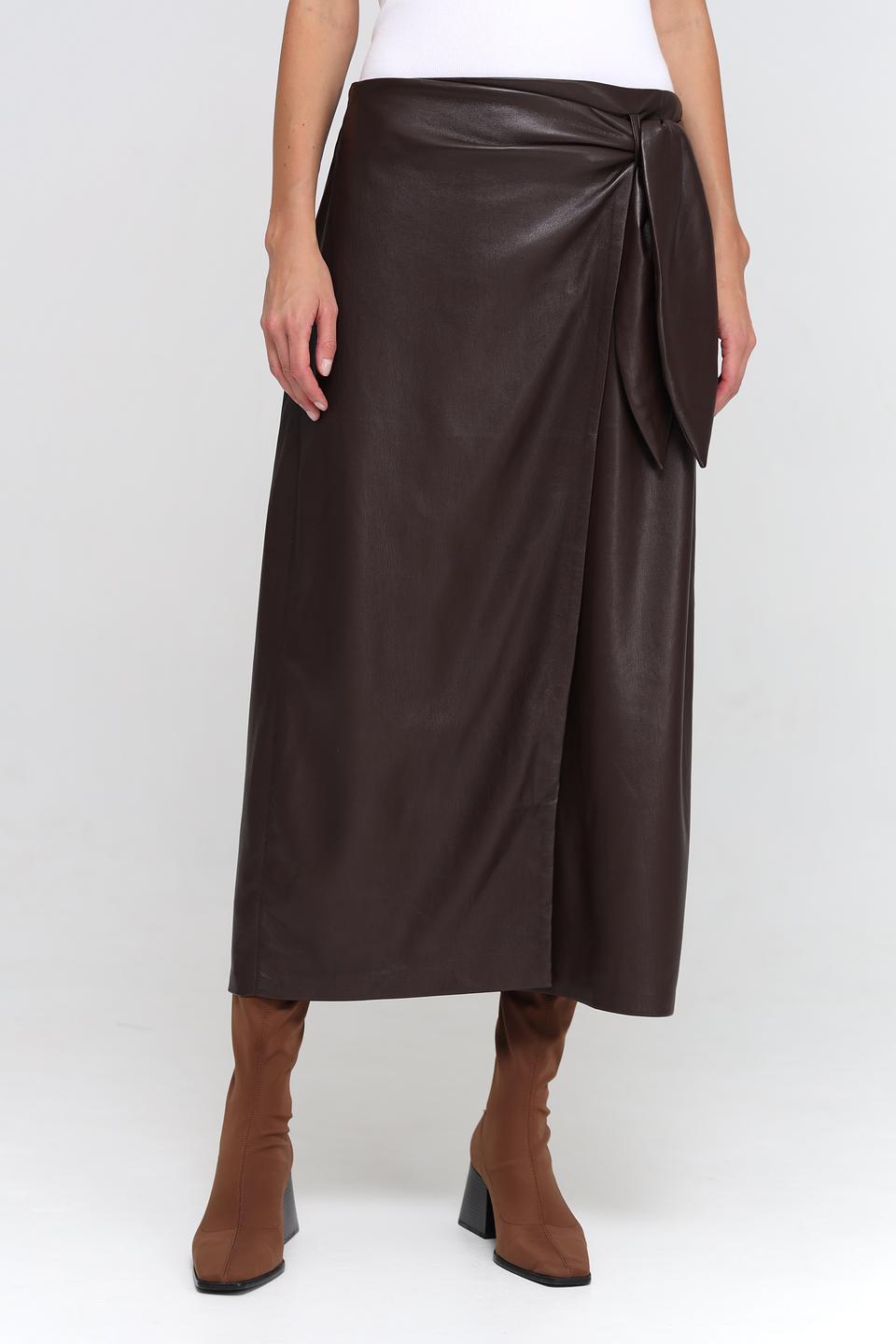 Юбка UNQ с запахом коричневая