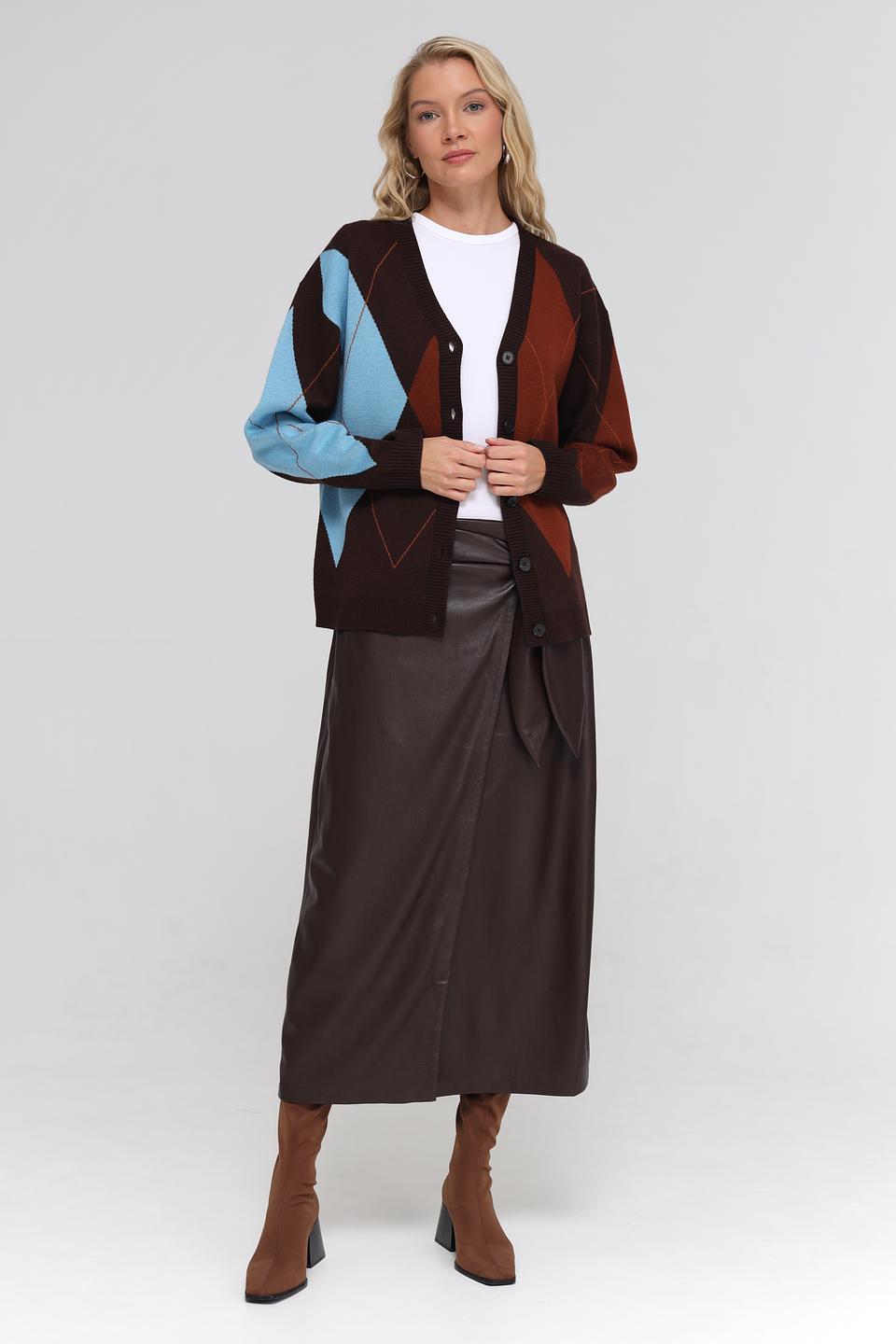 Юбка UNQ с запахом коричневая