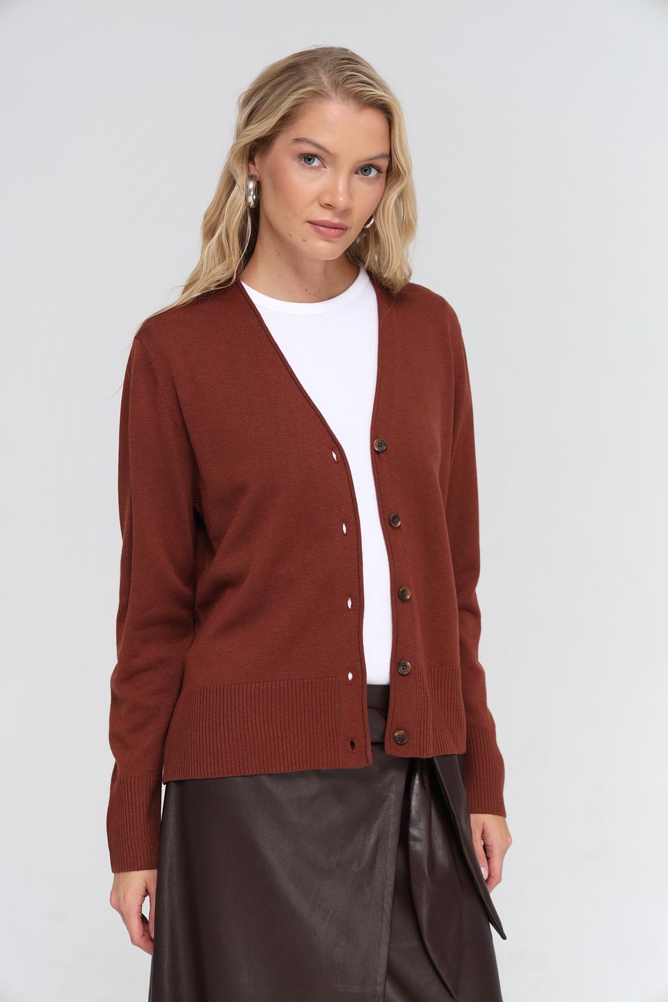 Жакет UNQ вязаный коричневый