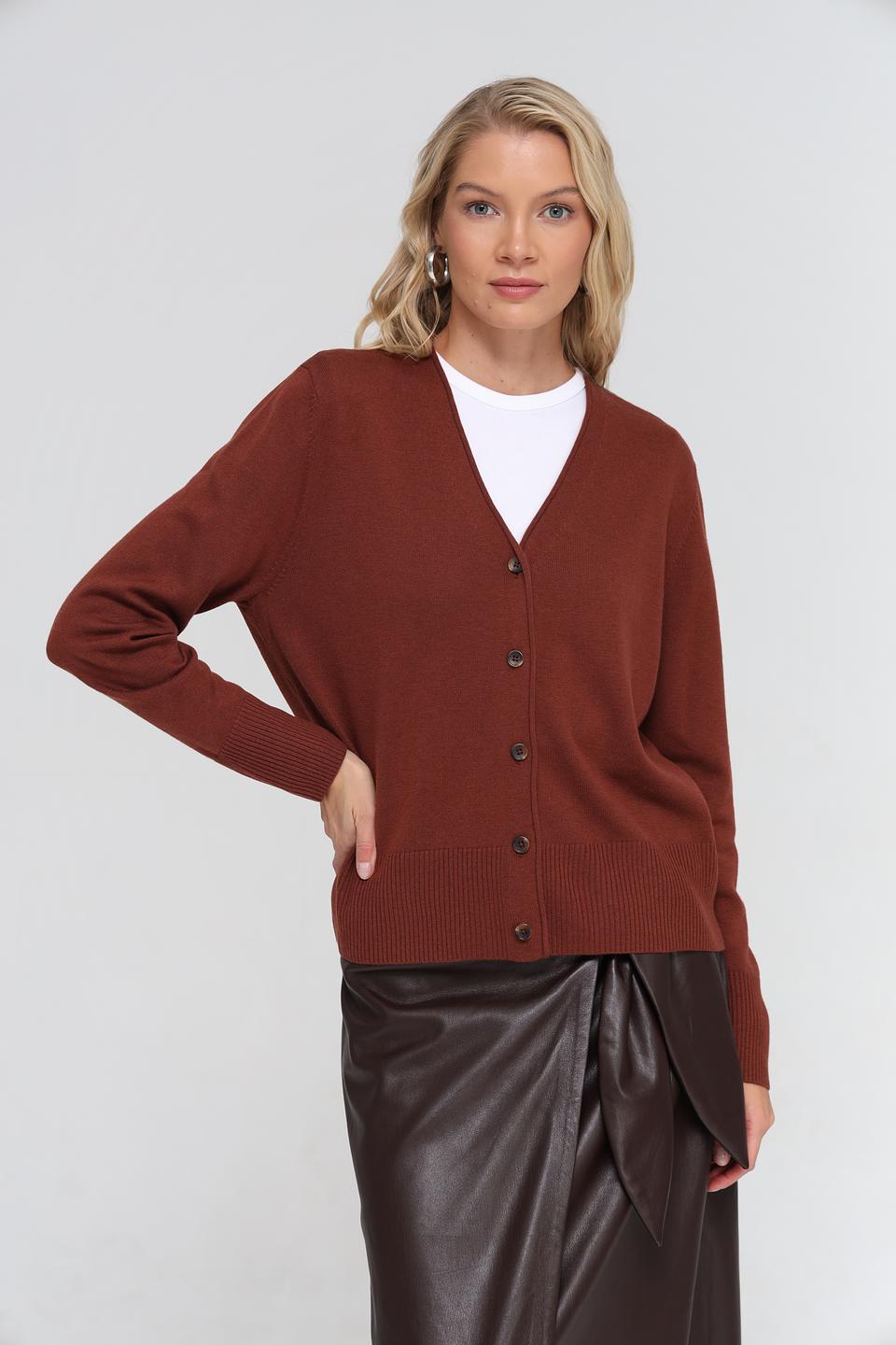 Жакет UNQ вязаный коричневый