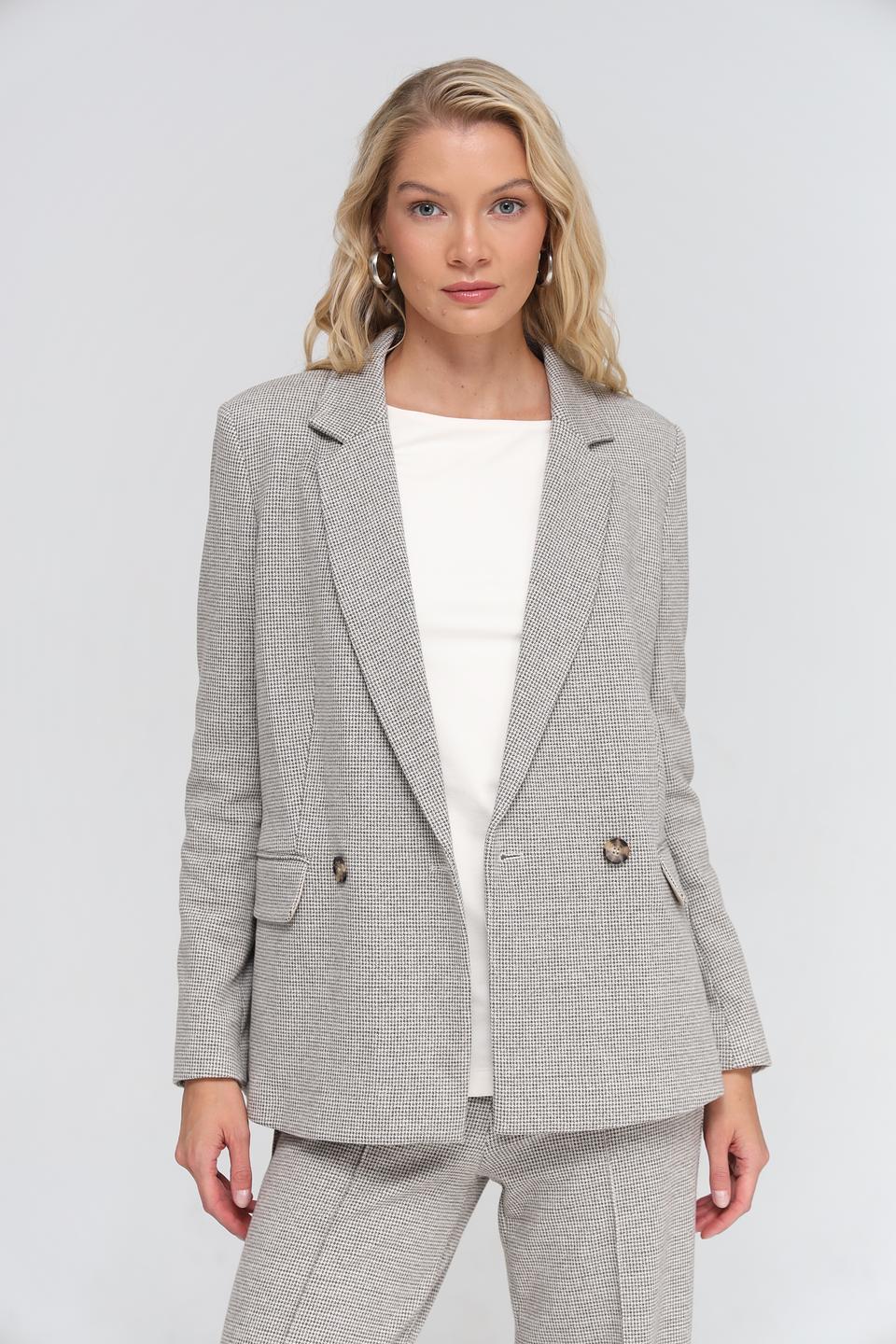 Жакет Oui в клетку серый