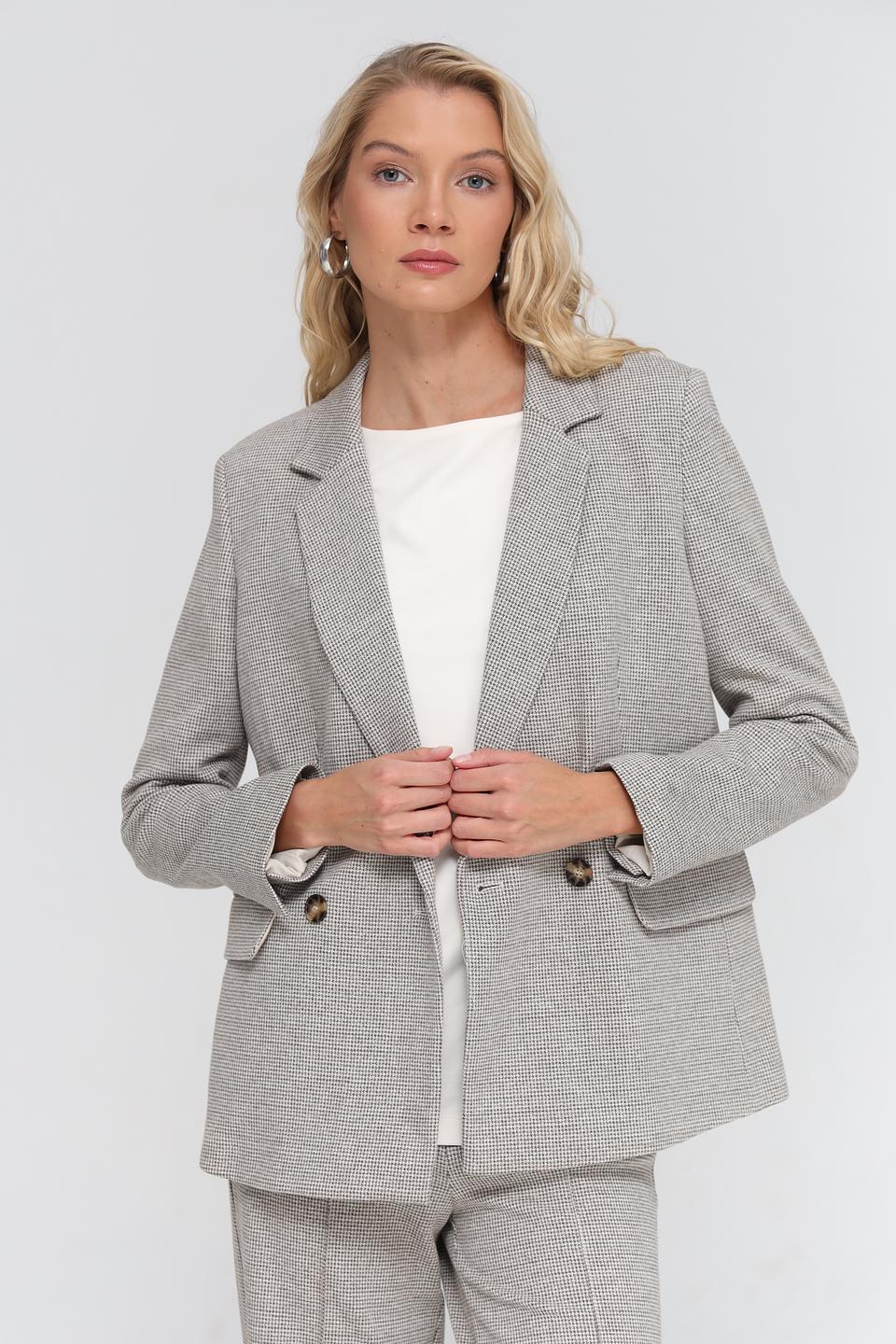 Жакет Oui в клетку серый