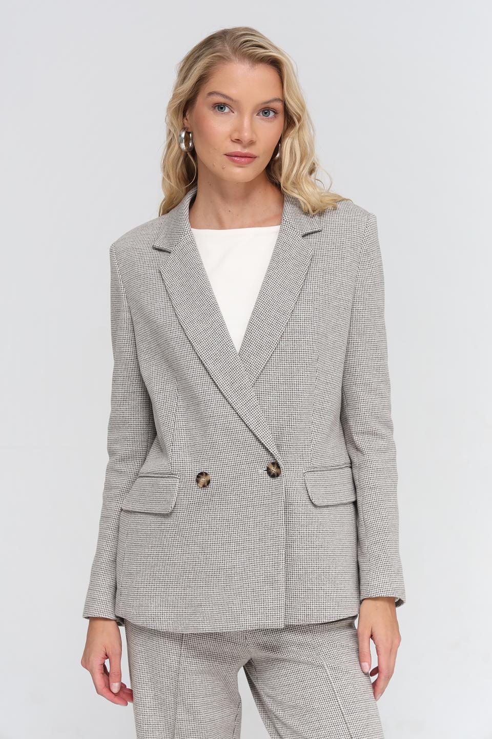 Жакет Oui в клетку серый