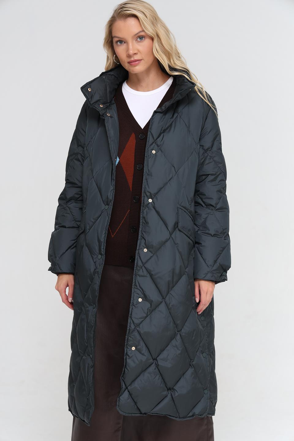 Пальто Marc Cain стеганое тёмно-зелёное