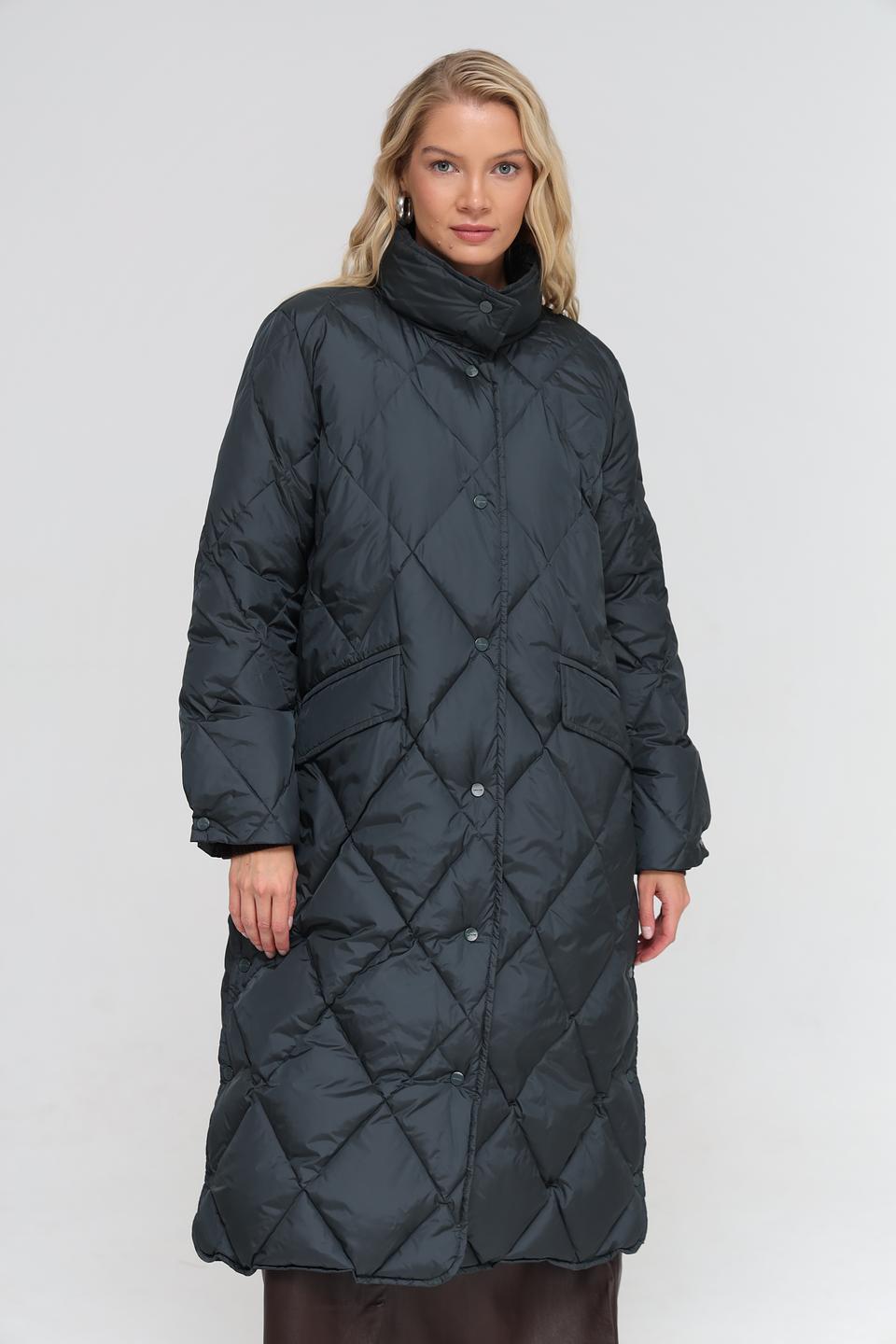 Пальто Marc Cain стеганое тёмно-зелёное