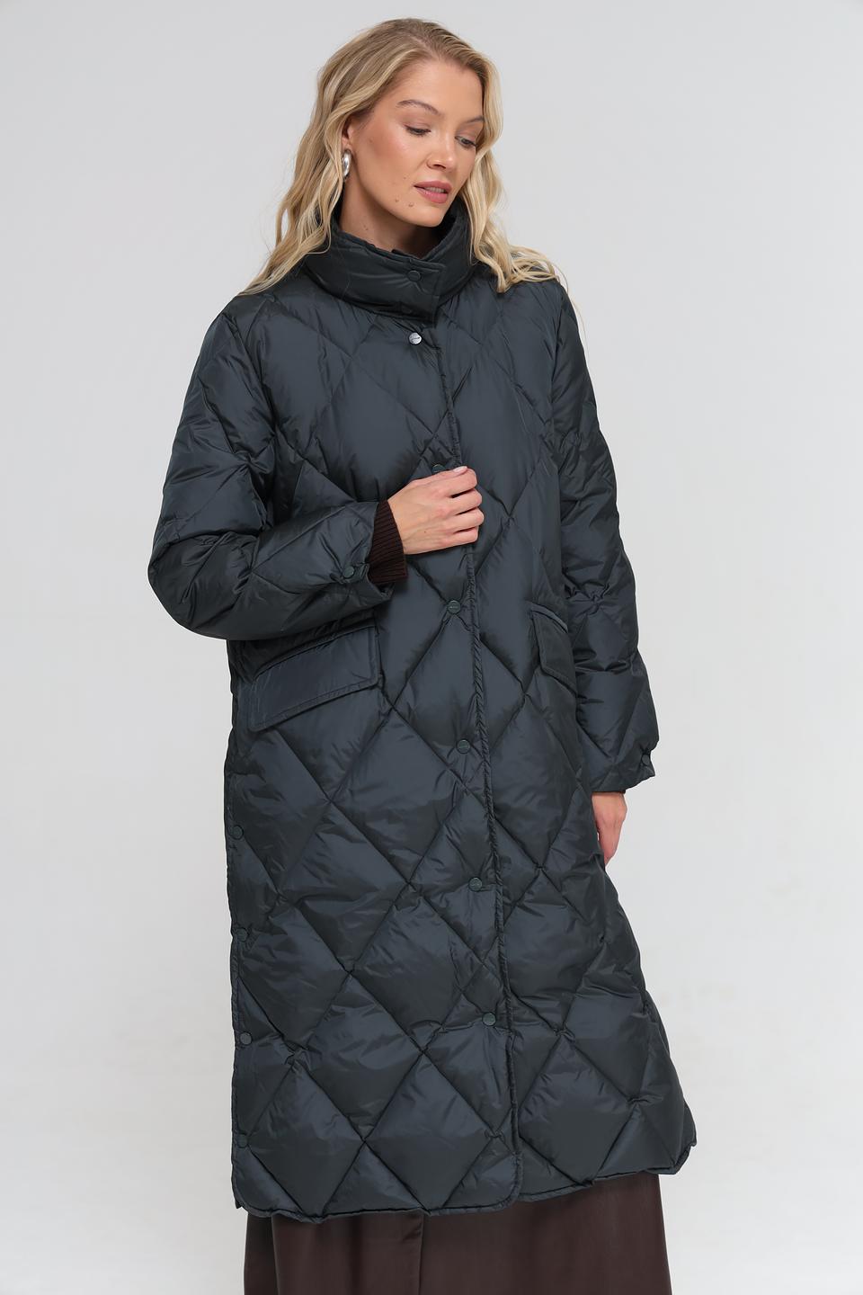 Пальто Marc Cain стеганое тёмно-зелёное